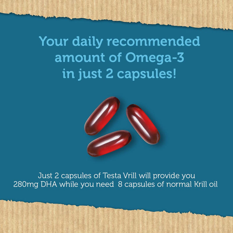 Testa Omega 3 Vegan Krill Supplement-1000mg Softgels, 2 Times More Omega-3, DHA, EPA, Astaxanthin, Phospholipids - Heart, Brain, Eye, Joint Support - Not from Fish, Algae Source - 60 Softgels