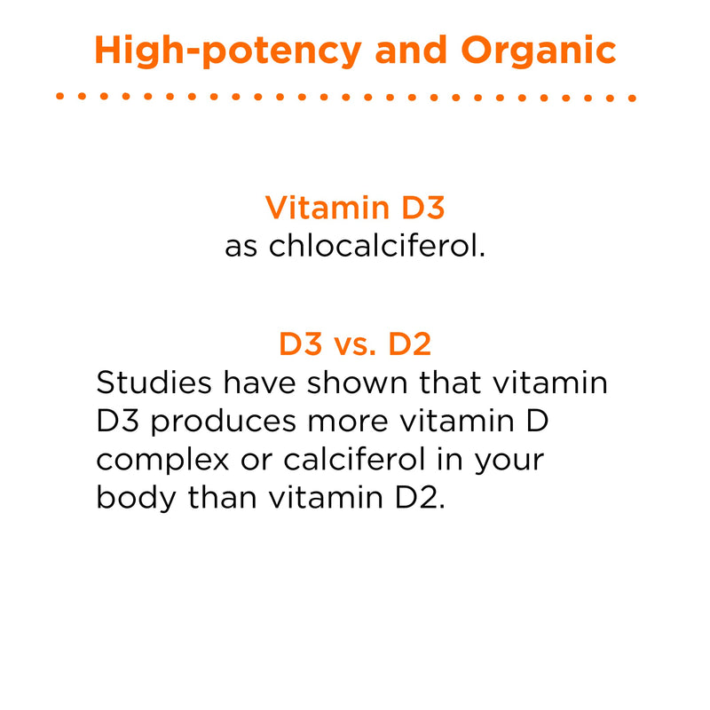 nbpure Organic Vitamin D3 Spray, High Potency (2 oz) | 1000IU high potency per serving, Supports bone & immune health, Organic cholecalciferol, Easy-to-use spray, Family friendly
