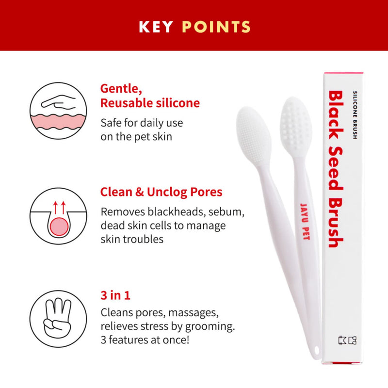 Black Seed Brush - Cat Acne Chin Treatment, Cat Acne Brush, Silicone Brush for Cats Chin Acne & Blackhead Exfoliation, Double-sided Cat Grooming Brush (1PCS) 1 - BeesActive Australia