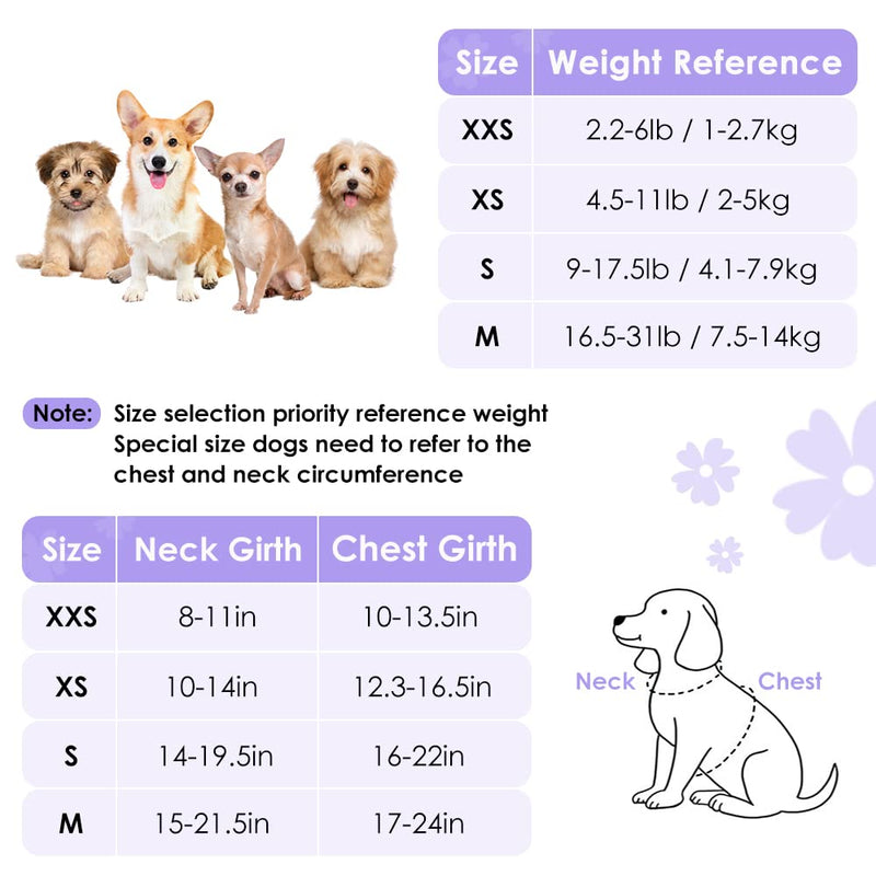 SlowTon No Pull Dog Harness with Leash - Soft Lightweight Floral Pattern Puppy Harness, Adjustable Pet Harness for Small Medium Dogs Doggie (Purple S) Small(9-17.5lb) Purple - BeesActive Australia