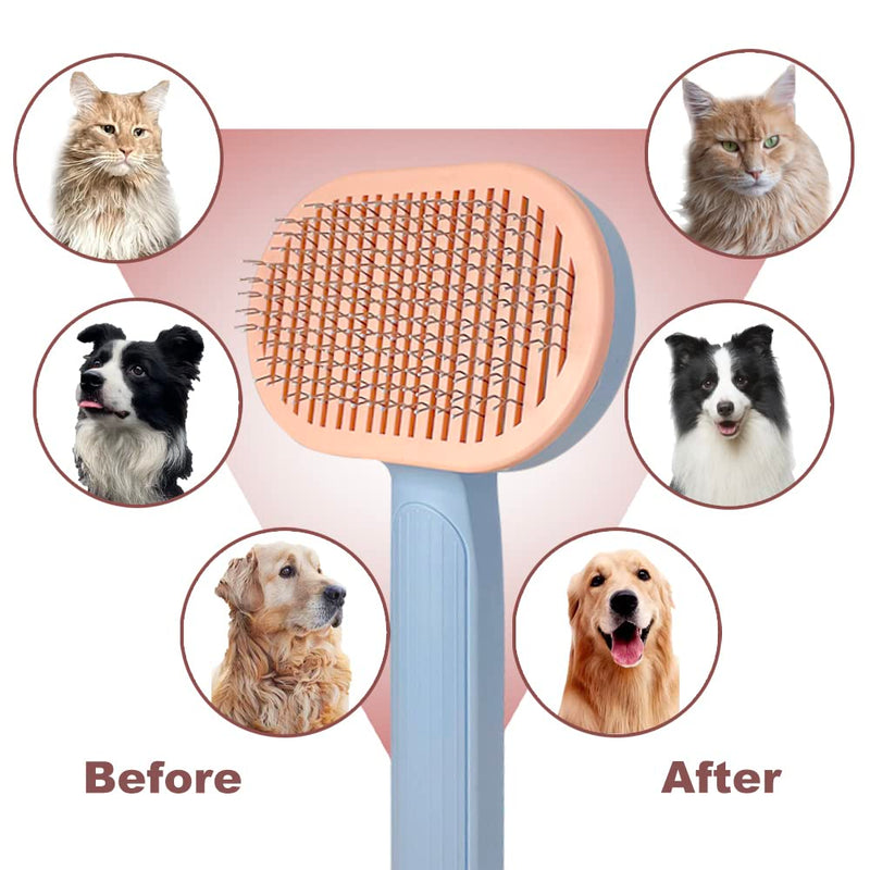 Cat brush, self-cleaning pet brush, for long hair and short hair, removing loose fur and dirt - BeesActive Australia