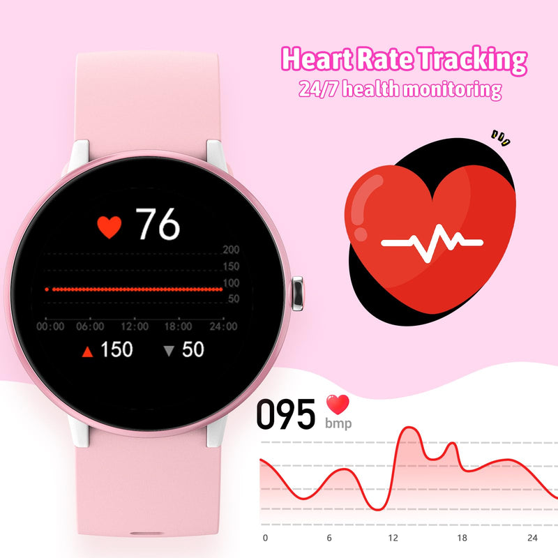 JOYELE Smart Watch for Kids Boy Girl, No Phone Needed Kids Watch Waterproof with 19 Sport Modes, Pedometer, Sleep Monitor, Kids Watch for Girls Boys 6-16 Birthday Gifts Toy Gift (Pink) Pink