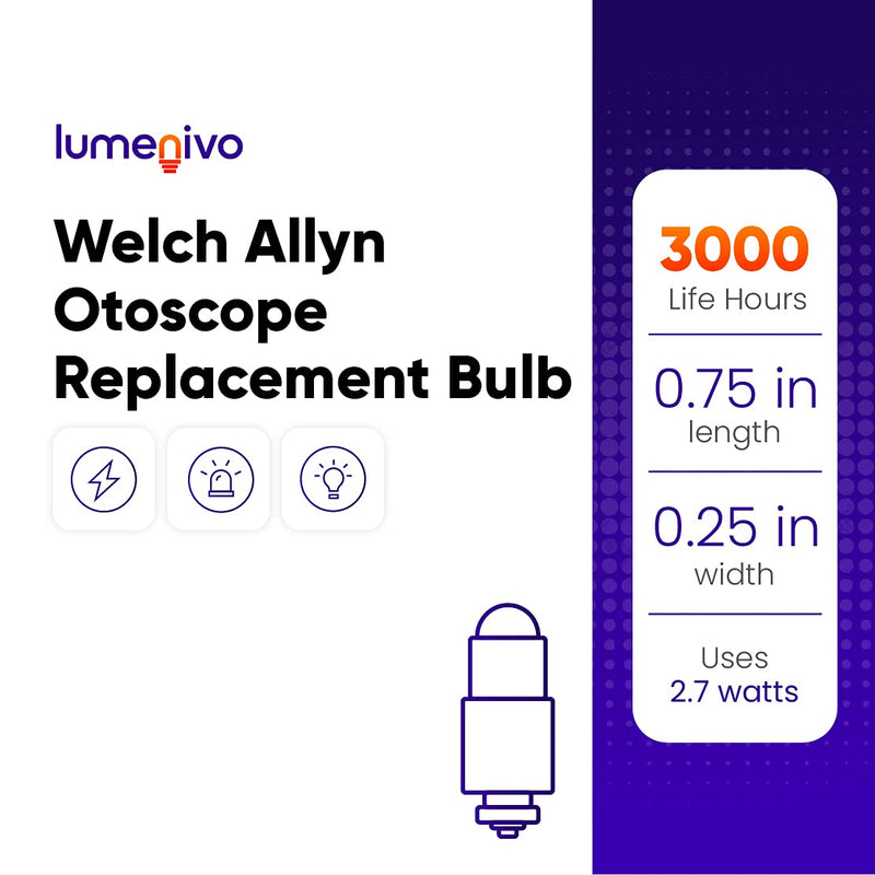 lumenivo Replacement Bulb for Welch Allyn Otoscope Bulb WA-06500 2.7W 3.5V Light Bulb with T1.5 Base Compatible for 06500, 06500, 6500, 06500U, WA06500, WA-06500-U WA Macroview Otoscope - 2 Bulbs 2 Pack - BeesActive Australia