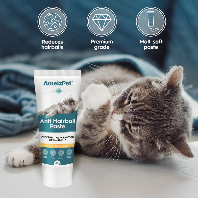 AmeizPet Malt Paste for Cats Antihairball, Cat Pastes with Malt Extract - Cat Malt Agent Against Hairballs with Taurine and Cheese, 2 Pieces x 100g (3.52 Oz) - BeesActive Australia