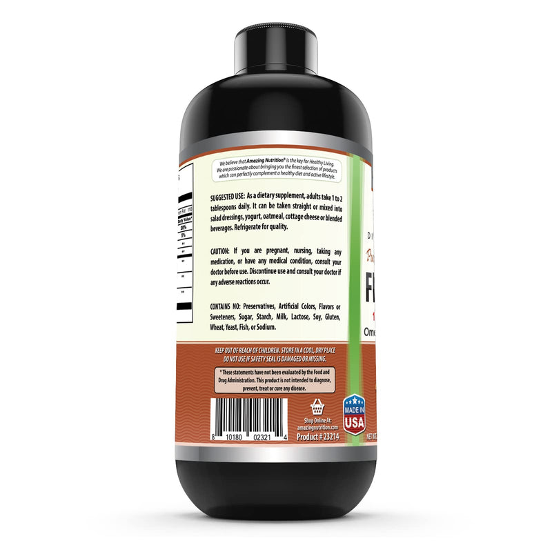 Amazing Omega Flaxseed Oil Supplement | Omega 3, Lignans & Fiber | 16 Oz | Non-GMO | Gluten Free | Made in USA 16 Fl Oz (Pack of 1) - BeesActive Australia