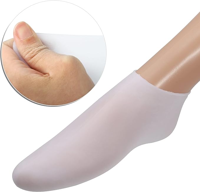 VOCOSTE Silicone Socks, Silicone Socks, Moisturizing Gel Socks, Burst Foot Care Protector, Ankle Joints, Shock Absorption, Anti-Crack, White, S - BeesActive Australia