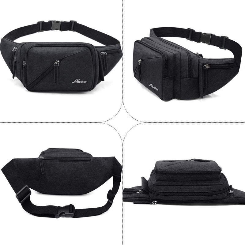 Fanny Pack Waterproof Waist Bag Pack Men Women Hip Bum Bag With Water Bottle Holder Adjustable Strap Suitable For Outdoors Workout Traveling Hiking Cycling Dog Walking Pouch Bag(black) Black - BeesActive Australia