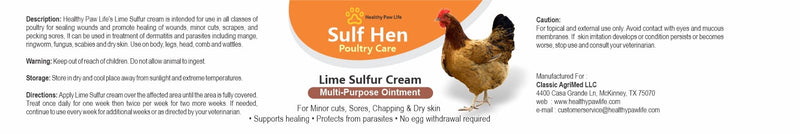 Sulf Hen Lime Sulfur Cream for Poultry Care – Ointment for Pecking Wounds, Chapped Skin, Cuts, Infections and Dermatitis – 2 oz - PawsPlanet Australia