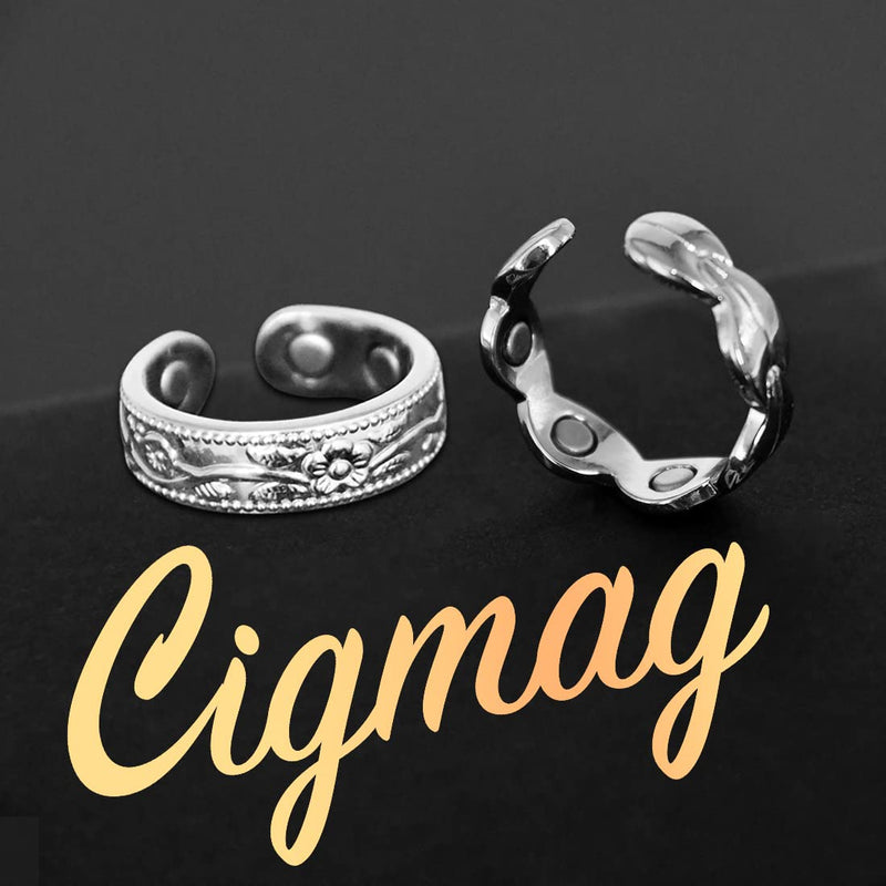 7X Copper Rings for Women 99% Pure Copper Ring Adjustable with Present Box (2PCS) Fishtail & Plum Silver