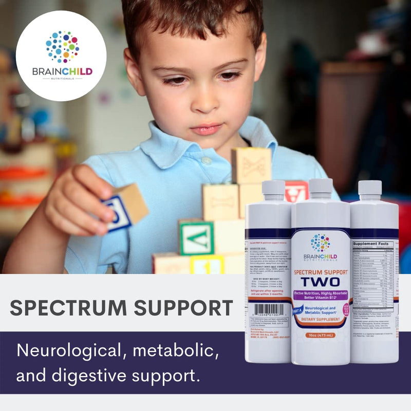 BrainChild Nutritionals Spectrum Support II P5P Vitamins Liquid Supplement for Autism - Bioavailable B6 (P-5-P) with Herbs for Kids & Adults on the Spectrum, Gluten-Free - Unflavored 16oz 16 Fl Oz (Pack of 1)
