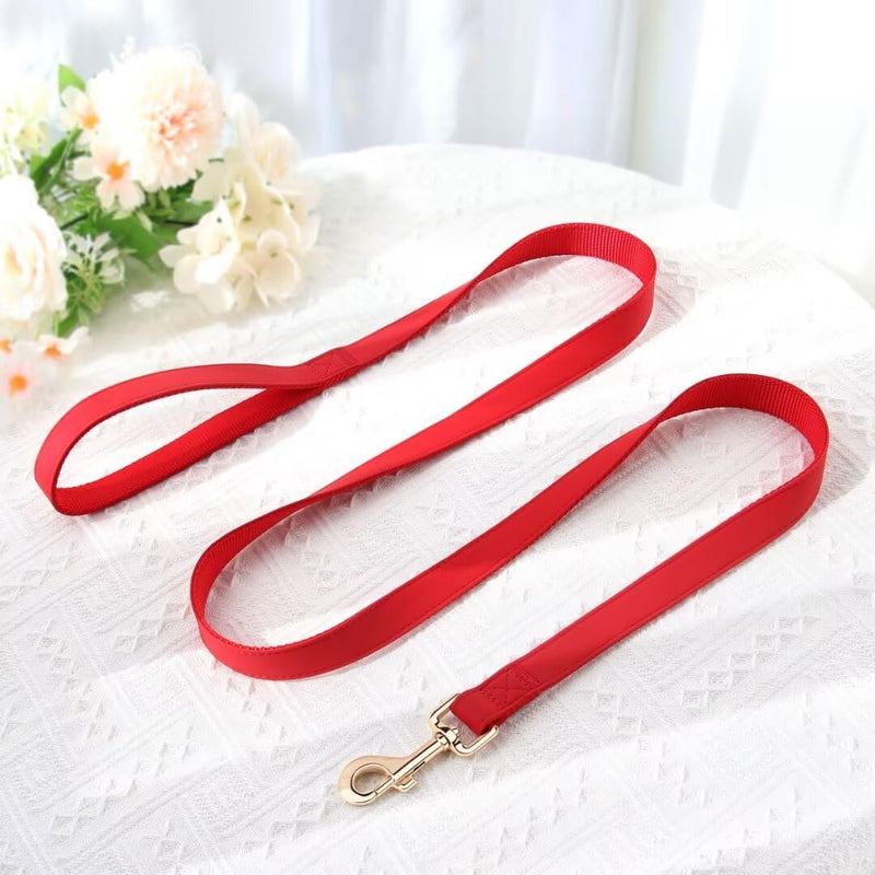 PET ARTIST Leather Dog Leash, Colorful Leather Leash 5ft by 3/4in, Heavy Duty Dog Leash with Aluminum Hook, Walking and Training Dog Leashes for Small Medium Large Dogs,Red Red - BeesActive Australia