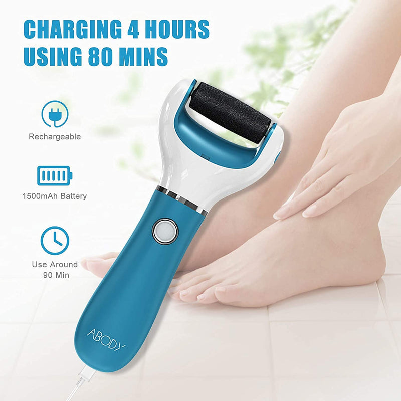 Electric Foot File Callus Remover Professional, 2-Speed Rechargeable Pedicure Tool for Remove Calluses, Dry, Hard, Dead, Cracked Skin, Includes 2 Coarses (Blue) - BeesActive Australia