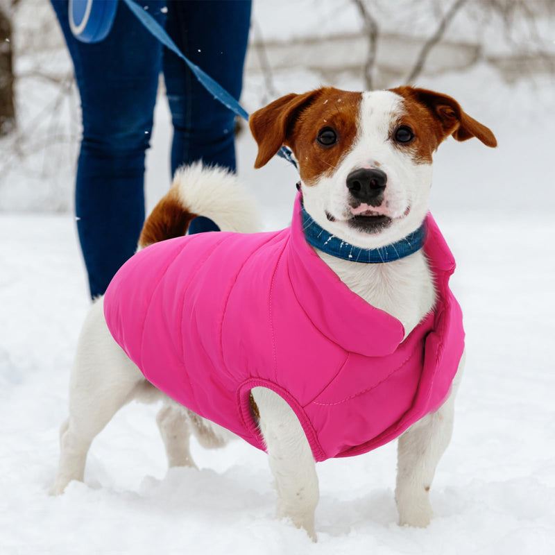 ASENKU Windproof Dog Winter Coat Waterproof Dog Jacket Warm Dog Vest Cold Weather Pet Apparel with 2 Layers Fleece Lined for Small Medium Large Dogs (Pink, L) Pink - BeesActive Australia