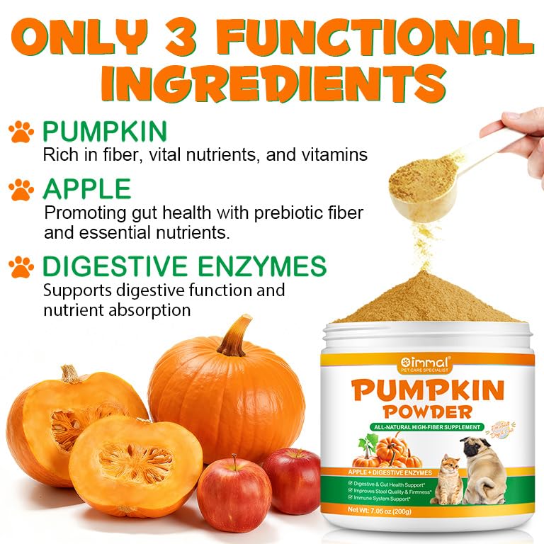 Pumpkin Powder 200g | Pumpkin Puree Powder for Dogs & Cats, 100% Pure Pumpkin High Fibre Dog Food, Rich in Prebiotics, Digestive & Gut Health Support & Healthy Stools