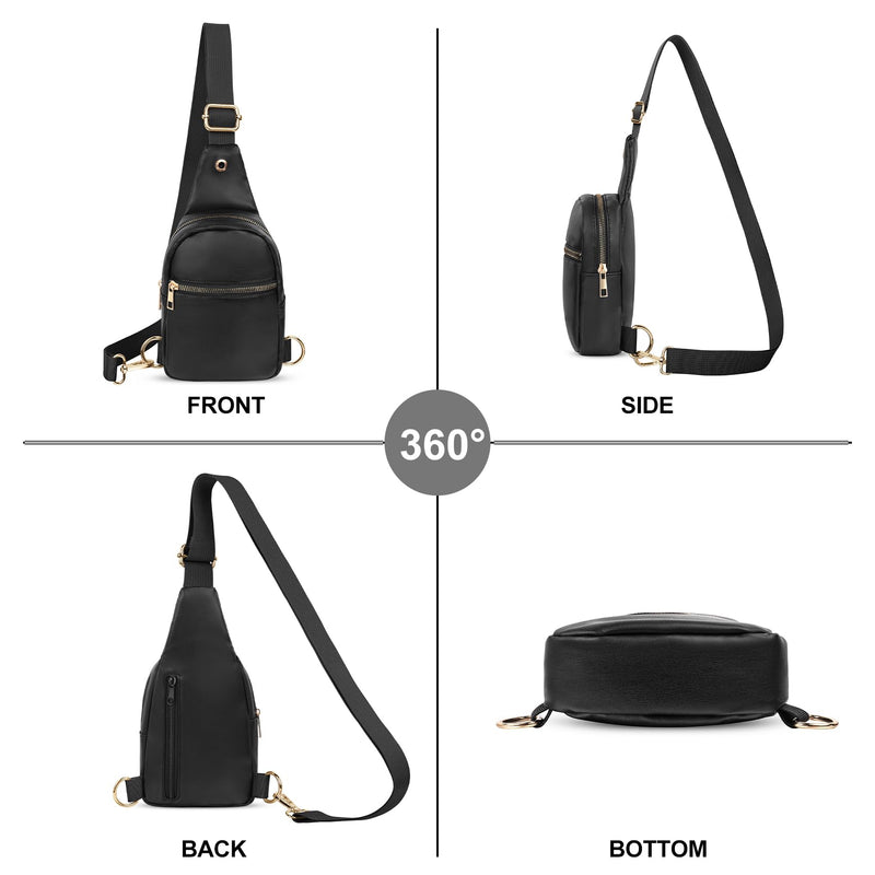 VOROLO Large PU Sling Bag For Women and Men Crossbody Bag For Women and Men Cross Body bag with Ajustable Strap Black 03 PU PU Black
