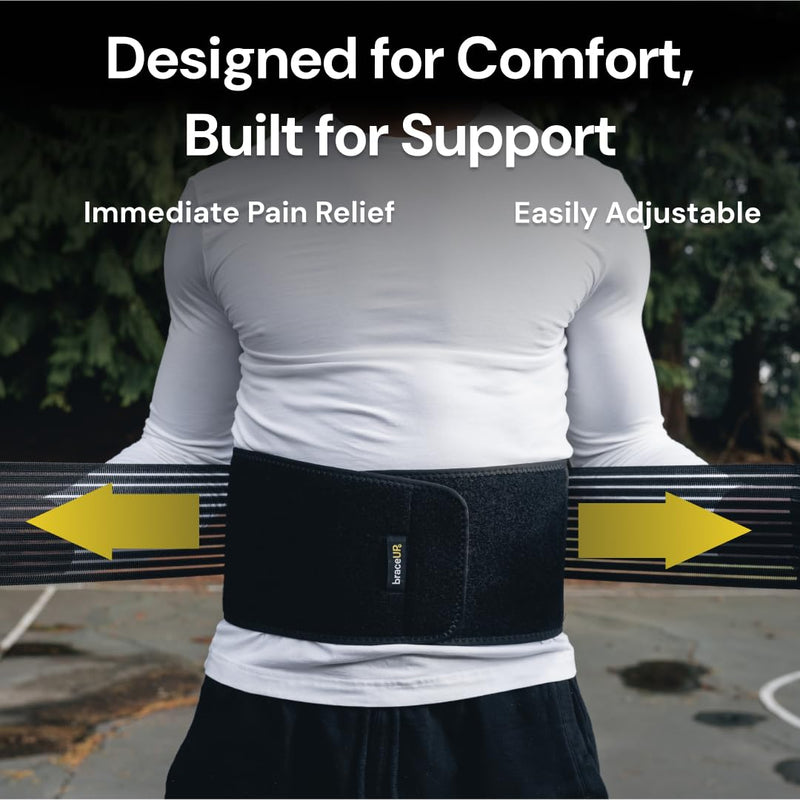 BraceUP Back Support Belt for Men and Women - Breathable Waist Lumbar Lower Back Brace for Sciatica, Herniated Disc, Back Pain Relief, with Dual Adjustable Straps (S/M 28-35 In) Small/Medium (Pack of 1) - BeesActive Australia