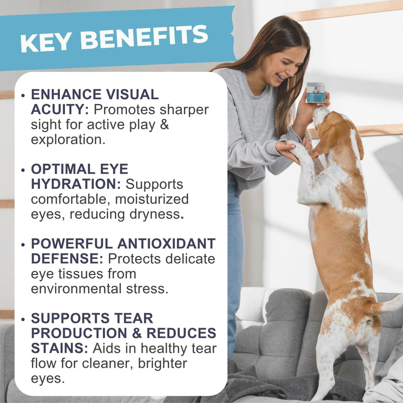Dog Eye Supplement for Puppies, Dogs & Cats – Natural Eye Vitamins with Taurine, Goji Berry & Chrysanthemum – Supplement for Healthy Eyes – 90 Soft Chews