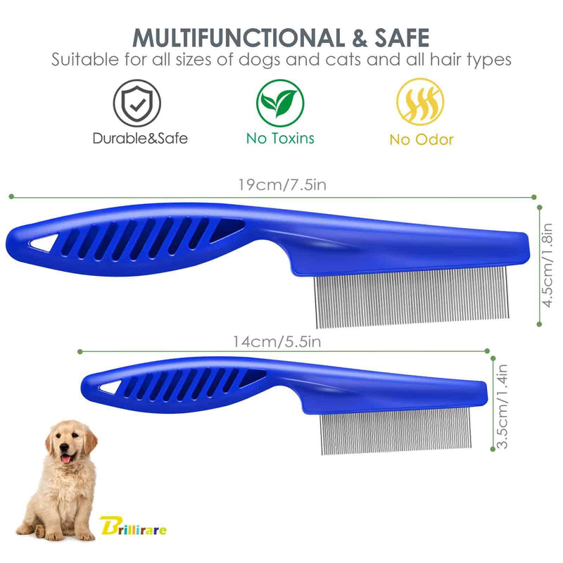 4 Pack Dog Grooming Comb, Pet Flea Lice Combs, Stainless Steel Pet Combs with Rounded Teeth, Professional Metal Cat Tear Stain Remover, Dematting Tool for Small, Medium & Large Pets - BeesActive Australia