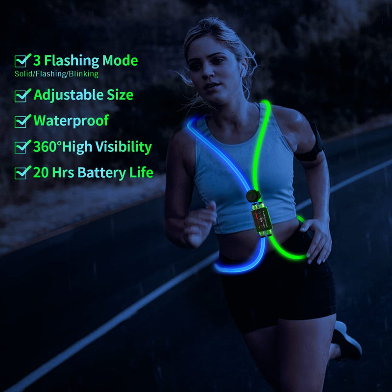 esonstyle LED Reflective Vest Rechargeable Running Light for Runners High Visibility Safety Vest for Running,Cycling or Walking blue+green