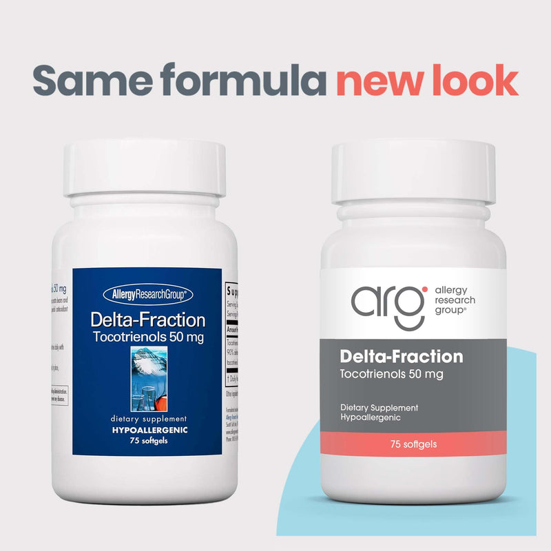 ARG Delta-Fraction Tocotrienols 50 mg, Antioxidant, 75 Softgels | 100 mg Tocotrienols per Serving for Antioxidant Support, Hypoallergenic Formula, 75 Servings