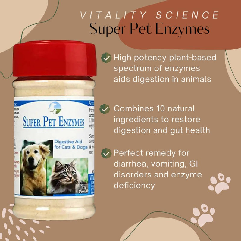 All Natural Super Pet Enzymes for Cats | Complete Spectrum of Digestive Enzymes | Helps Cat Diarrhea, Constipation, Digestion, Allergy & Immunity (Small) Small - BeesActive Australia
