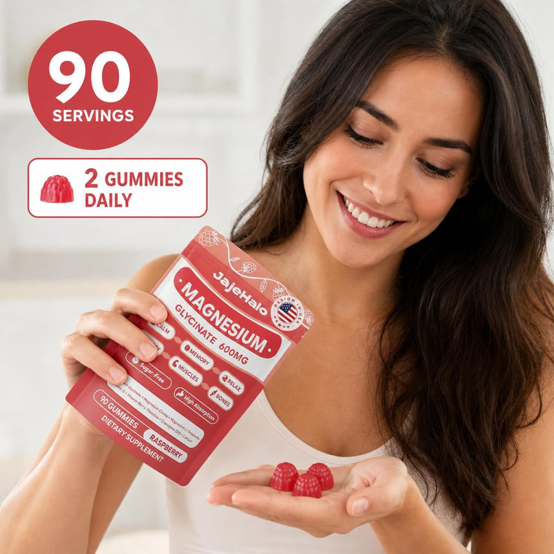 Magnesium Glycinate Gummies 600mg Sleep & Focus, 90 Count | 1000mg magnesium complex: glycinate, L-threonate & citrate with CoQ10, D3 & B6 for sleep, focus and energy.