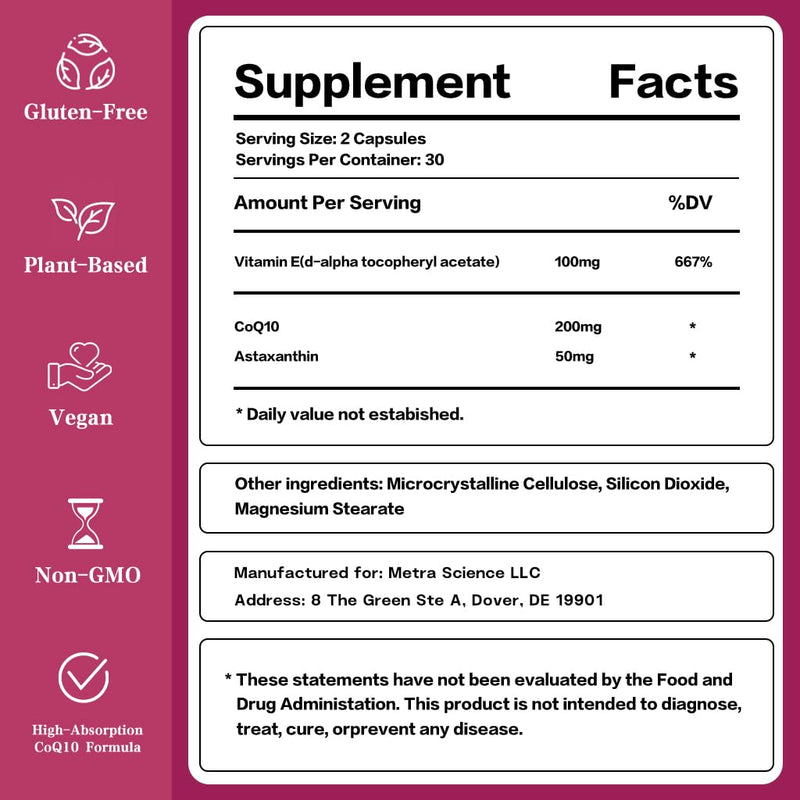 Coenzyme Q10 Supplements - 2X Better Absorption, Cellular Energy Support with Astaxanthin and Vitamin E, Antioxidant for Heart Health & Energy Production, 1 Month Supply, 60 Capsules 1 Bottles