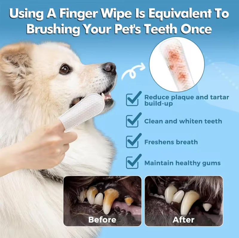 Finger Dental Wipes All Natural for Dogs and Cats