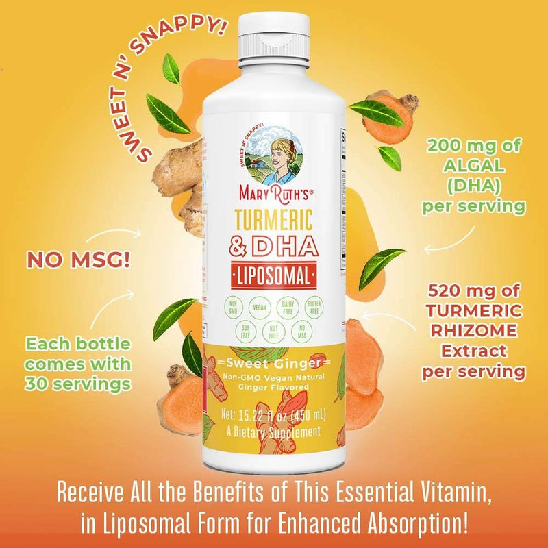 MaryRuth Organics Turmeric & DHA Liposomal & Vitamin C Liposomal Bundle, Enhanced Absorption Supplement for Cognitive Maintenance, Mood Enhancement, Joint Health, Vitamin C, Immune Support for Adults