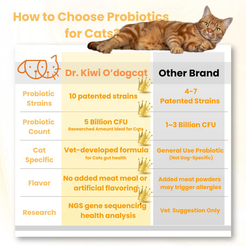 Dr. Kiwi O'dogcat Probiotics for Cats | Support Gut Health, Diarrhea, Digestive Health & Seasonal Allergies