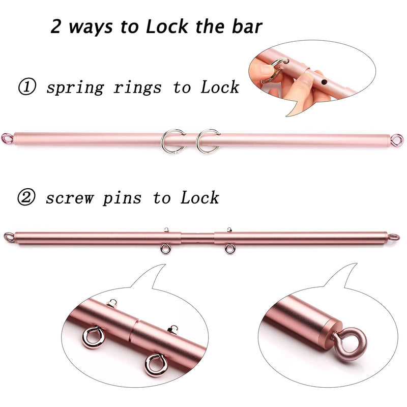 Spreader Pilates Exercise bar, Restore Pilates Bar with 4 Adjustable Strap, Exercise Guide, Home Yoga Training Fitness Gear, Stretching Exercise Tools Rose Gold Bar+Pink Strap