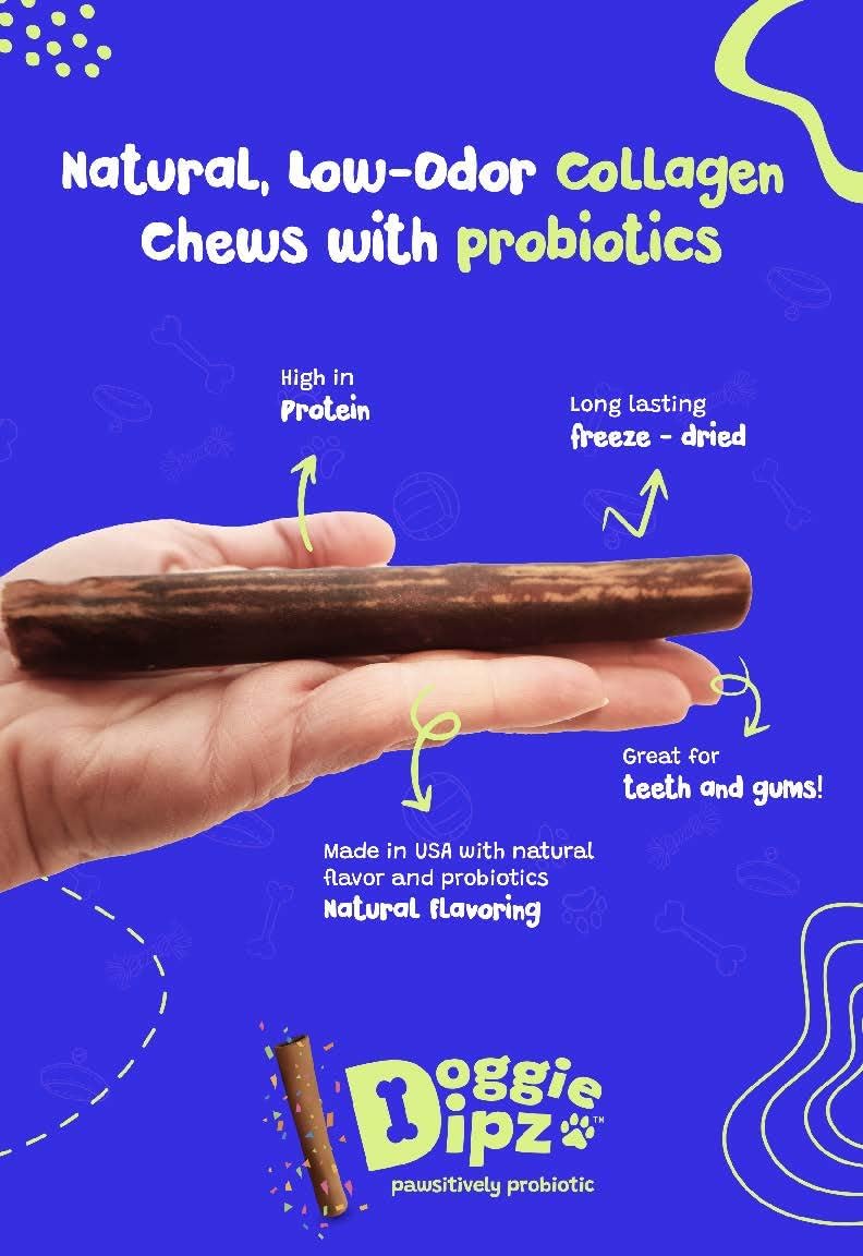 Beef Collagen Sticks for Dogs – 20 Pack - 6” Sticks – Healthy Dog Chew Treats with Probiotics – Natural, Rawhide-Free, Long-Lasting – Bully Stick Alternative Made in USA (Variety Bundle) Variety Bundle 20 Sticks (6 IN)