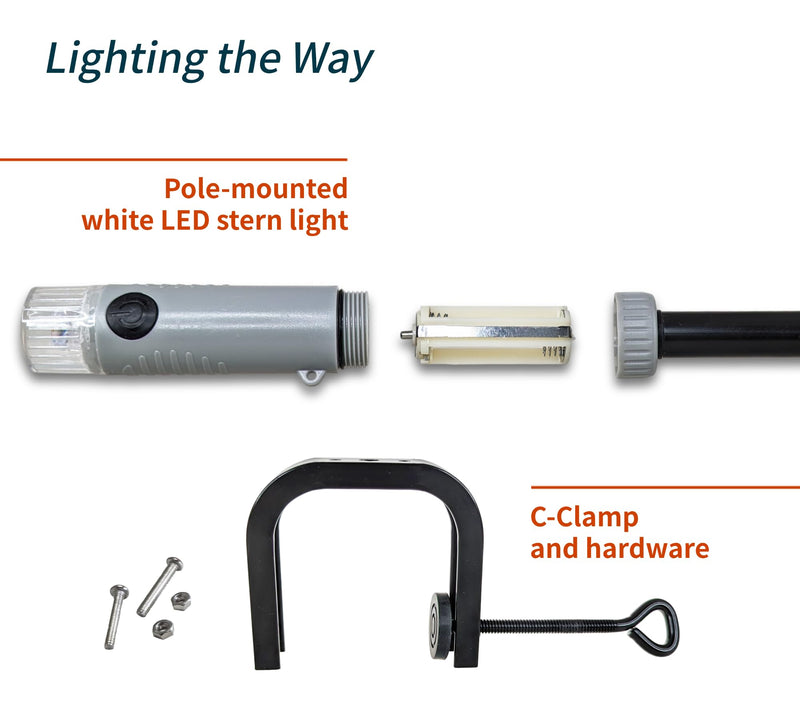Pactrade Marine Battery Navigation Lights for Boats LED - Portable White Stern Light (Clamp Mount) - Kayak Fishing Accessories, Jon Boat Accessories Marine - BeesActive Australia