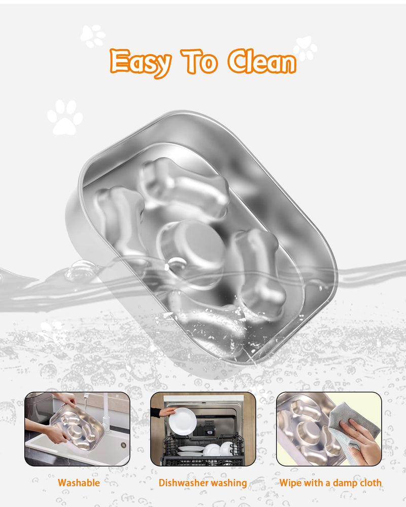 Slow Feeder Dog Bowls, 100% Food-Grade Stainless Steel Non-Slip Dog Food Bowl,Both Sides Can Be Used Dog Slow Feeder Bowl, 2Cups Capacity for Small and Medium Dogs to Slow Down Eating, Easy to Clean - BeesActive Australia