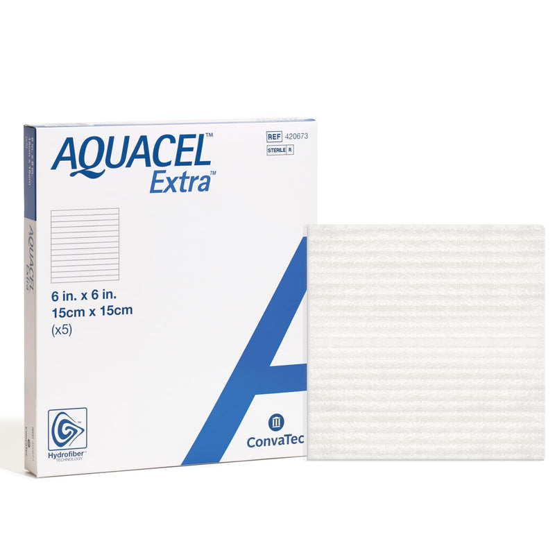 AQUACEL Extra 6"x6" Hydrofiber Wound Dressing, Sterile, 5 Ct 6" x 6" (5 Count)