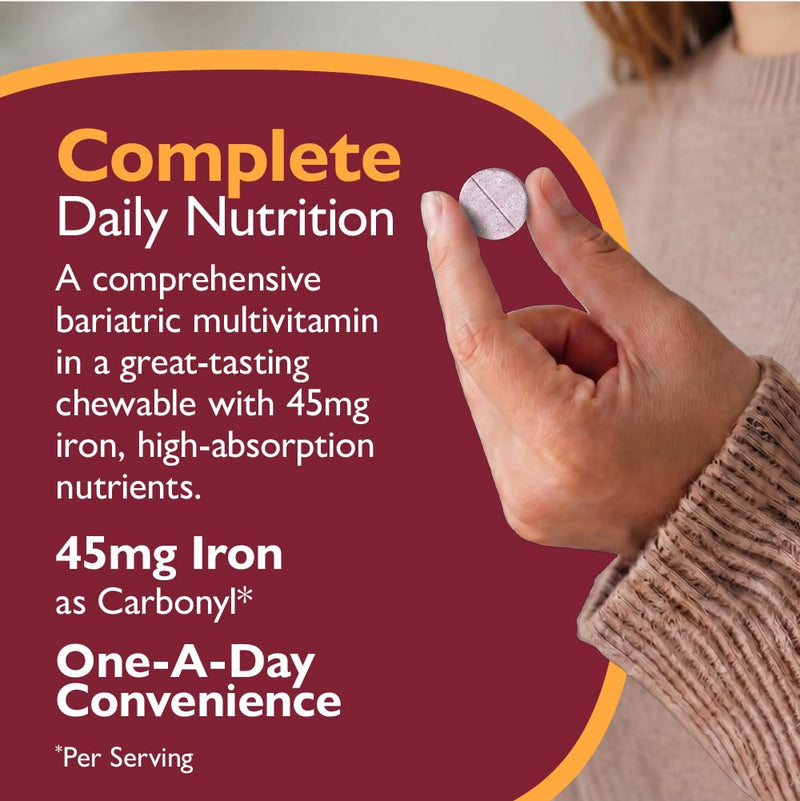 Celebrate Vitamins CelebrateONE 45 Chews, Midnight Cherry, 30 Day Supply | 30 Count with Once-Daily Bariatric Multivitamin with 45mg Iron for Post-Surgery Sleeve Gastrectomy or Gastric Bypass 30 Count (Pack of 1)