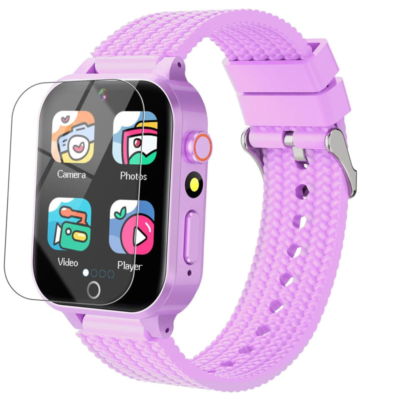 Smart Watch for Kids Girl Gift Ages 3-12, 2 Screen Protector, 26 Puzzle Games, HD Camera Video Music Player Touchscreen Pedometer, Educationtal Toy Brithday Gifts for Girl Ages 4 5 6 7 8 9 10(Purple) Purple - BeesActive Australia
