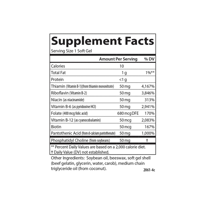 Carlson B-50 Gels, Vitamin B Complex, Energy Production, 100 Softgels | Cellular Support; Optimal Wellness 100 Count (Pack of 1)