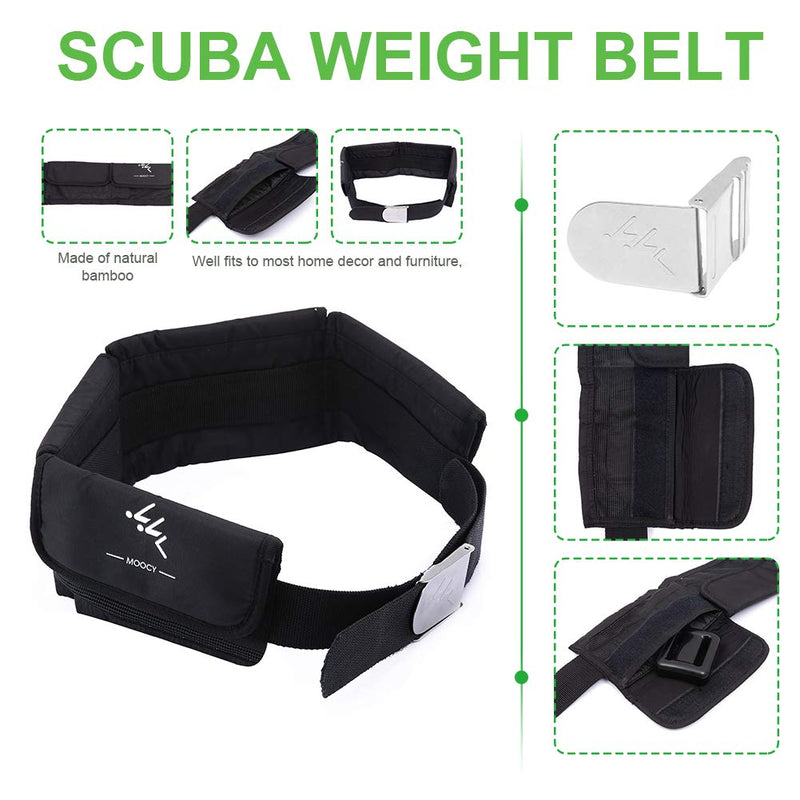 Waist Scub-a Weight Belt, Adjustable Scub-a Weight Belt with 4 Neoprene Pocket, Durable Dive Weight Belt for Fre-e Diving with Stainless Steel Buckle and Adjustable Webbing(Black) Black - BeesActive Australia
