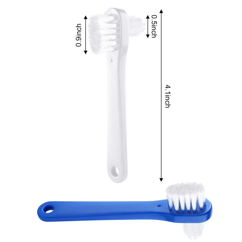 Denture Brush Dual Head Toothbrushes Hard Denture Cleaning Brush Denture Toothbrush Cleaning Brush False Teeth Brush Toothbrush for False Teeth Cleaning, 2 Colors (6 Pieces) - BeesActive Australia