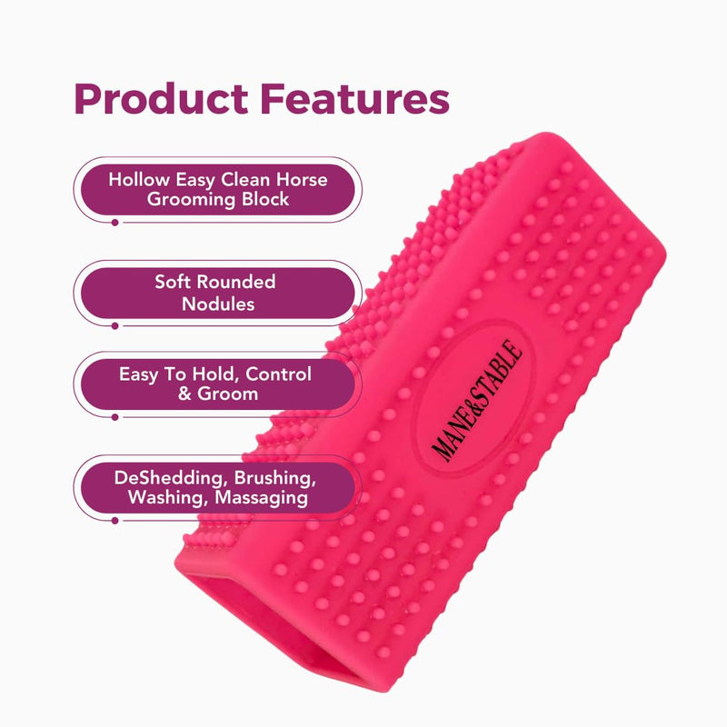 Horse Curry Comb – Sensitive Skin Horse Brush Shedding Tool Removes Dirt, Sweat & Loose Hair – Easy Grip, Lightweight Massage Silicone Groomer For Daily Brushing. Pink - BeesActive Australia