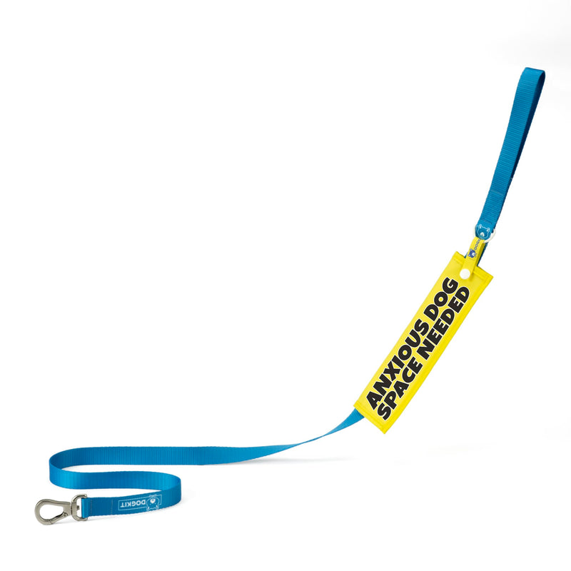 Anxious Dog – Space Needed Lead Sleeve – High Visibility Warning Wrap for Reactive Nervous Dogs – Bright Yellow Awareness Message with Snap Attachment – Waterproof Durable Double Sided Design Yellow - Plain