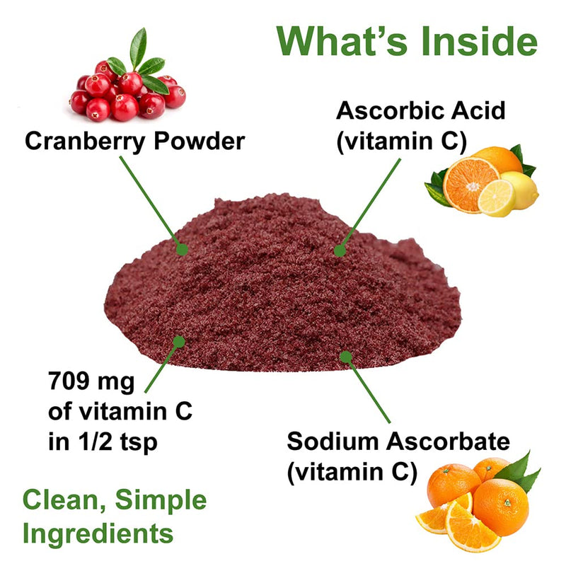 Dogzymes Cran Tri C Urinary Tract Support, Vitamin C Blend, 1418mg per Teaspoon (1 Pound) - PawsPlanet Australia