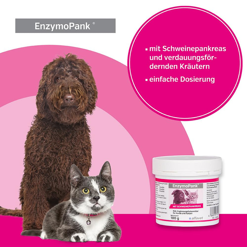 Alfavet EnzymoPank, for insufficient digestion, exocrine pancreatic insufficiency, for dogs and cats, diet supplement, powder, 100g - BeesActive Australia