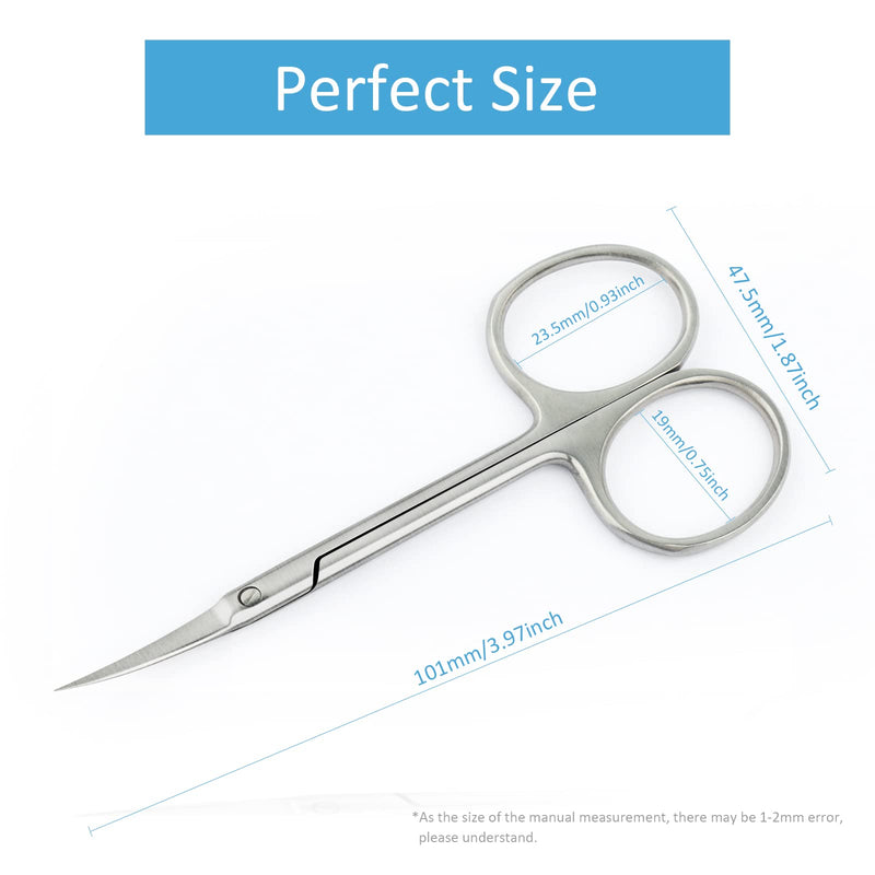 Qunzhao Cuticle Scissors for Women and Men Curved Stainless Steel with Tip Grooming Blades Manicure Nail for Dry Skin Nail Scissors (2) 02 - BeesActive Australia