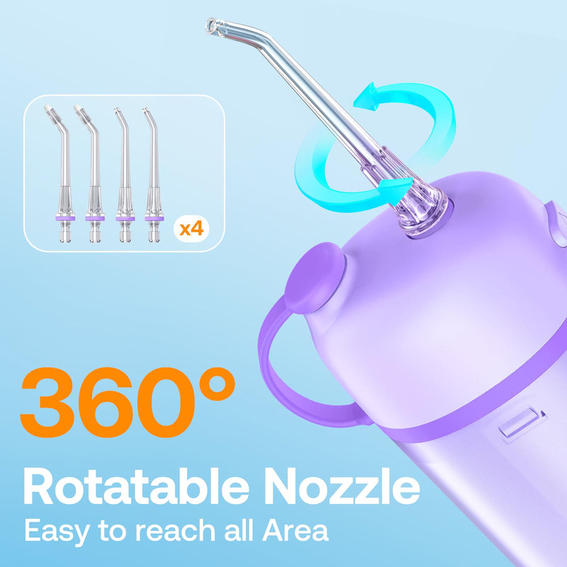 Bitvae P1 Water Dental Flosser, Portable Water Cleaner Picks, Cordless Mini Water Teeth Cleaners with Telescopic Water Tank, IPX7 Waterproof Oral Irrigator, Brace & Sensitive Teeth Care, Purple