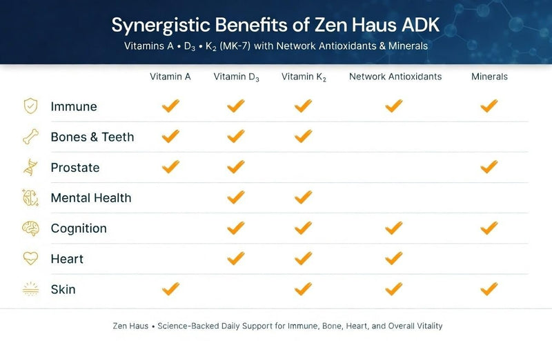 Zen Haus ADK Vitamins A D3 K2 E with CoQ10 & Alpha Lipoic Acid – Bone, Heart & Immune Support – 100 Capsules 1