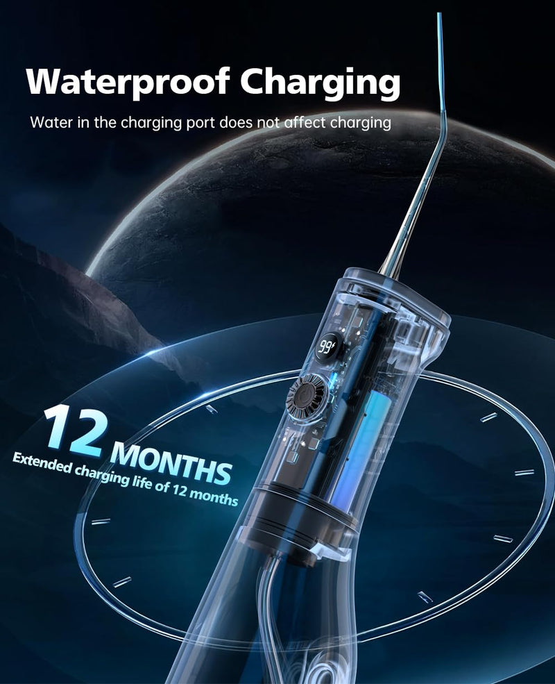 Water Flosser Teeth Picks, 100 Power Levels (150-PSI Variable Pressure) Cordless Floss for Tooth Cleaning and Flossing, 300ml Capacity Electric Floss Oral Irrigator for Adults Black