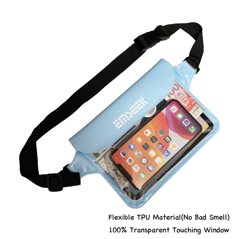 Waterproof Waist Pouch Dry Belt Bag Fanny Pack Keep Your Key Fob Wallet Kindle Phone Dry Perfect For Swim Surf Snorkel(Blue) Blue - BeesActive Australia