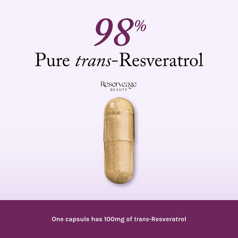 Reserveage Beauty, Resveratrol 100 mg, Antioxidant Supplement for Heart and Cellular Health, Supports Healthy Aging and Immune System, Paleo, Keto, 60 Capsules (60 Servings) 60 Count (Pack of 1)